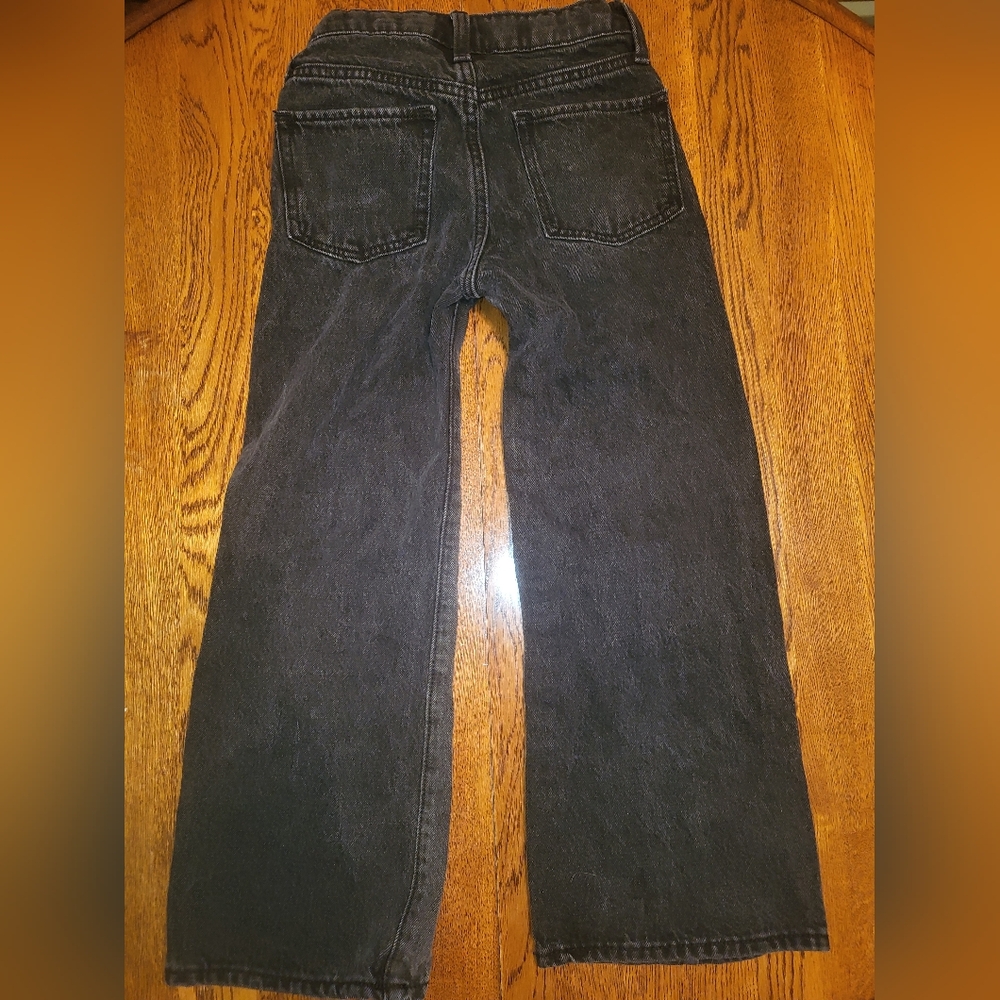 Girl Size 8 Old Navy Wide Leg Black Denim Two Tone Jeans - Picture 4 of 4